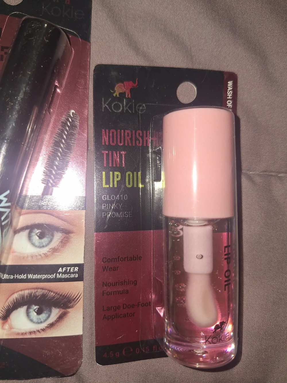 Kokie Pink Nourishing Tint Lip Oil & Jet Black Waterproof Mascara Duo